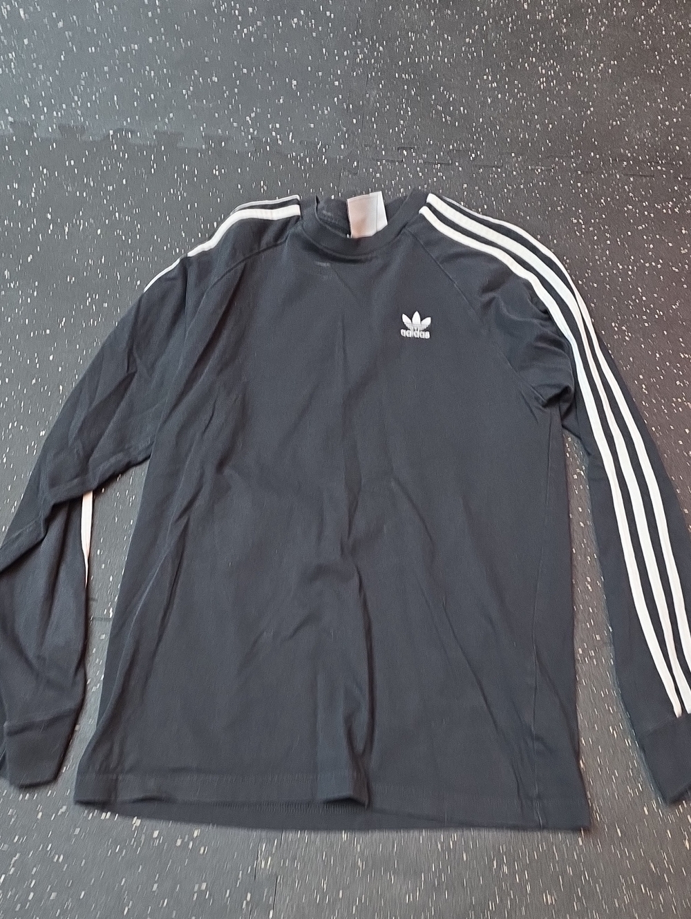adidas Black Long-Sleeve Tee with White 3-Stripes